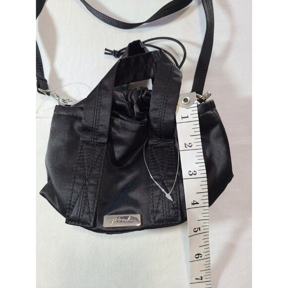 Victoria’s Secret PINK Black Crossbody Bag Satin Drawstring Mini Purse - Picture 5 of 5